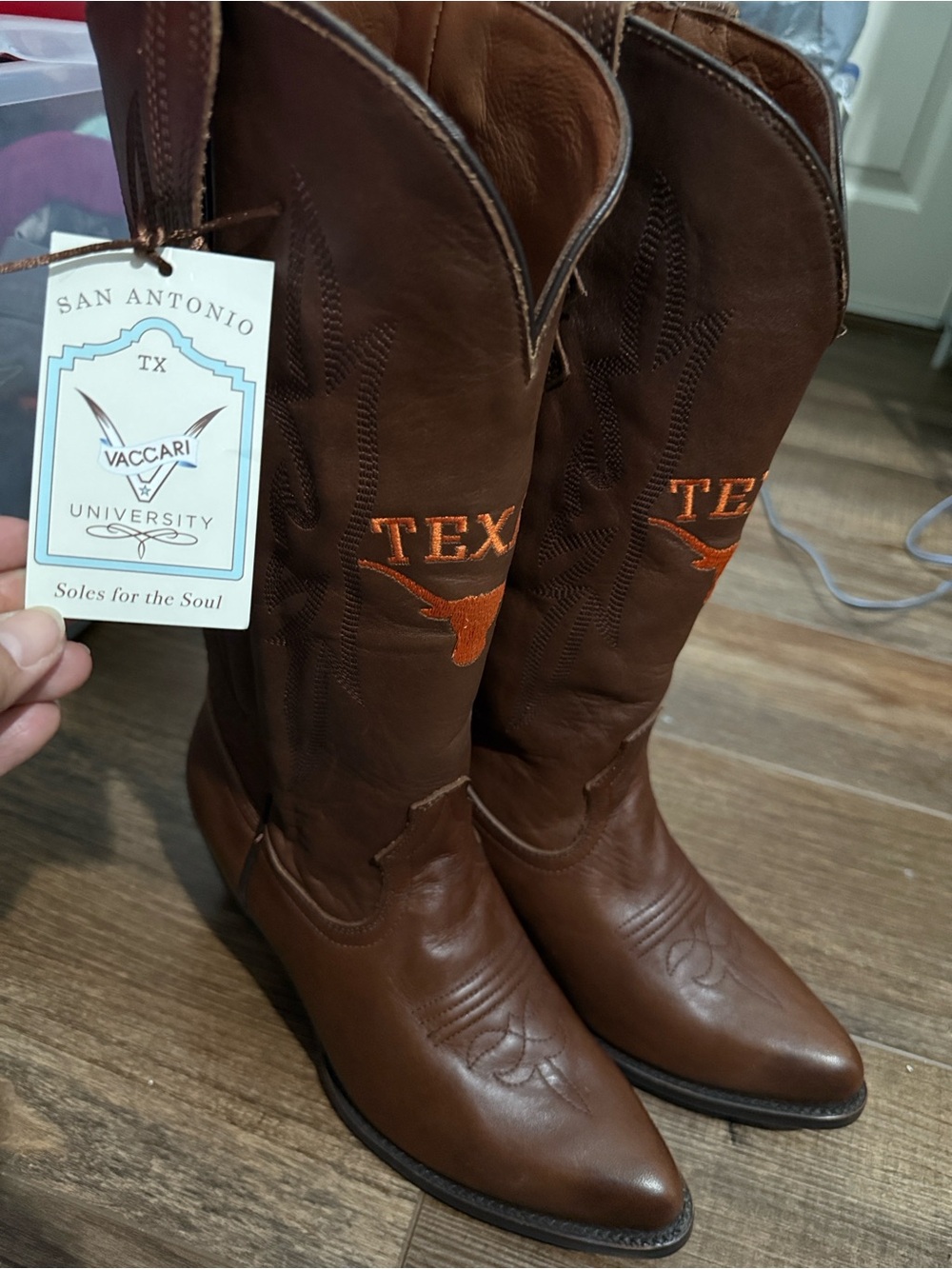 Vaccari University of Texas Brown Leather Boots NWT UT Longhorns